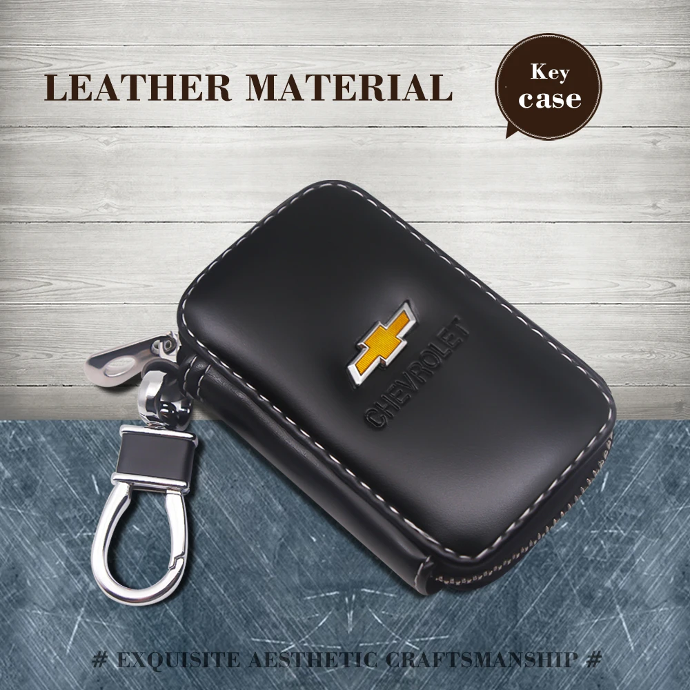

1PCS PU Leather Car Key Case Cover Key Card Pouch Zipper Bag Wallet For Chevrolet Colorado Cruze Spark Captiva Malibu Trax Aveo