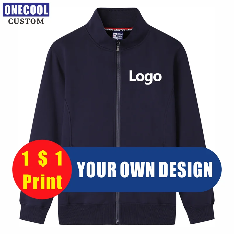 5 Colors Fashion Zipper Jacket Custom Logo Print Personal Brand Sweatershirt Embroidery Men And Women Tops ONECOOL 2021