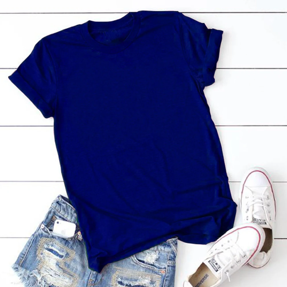 

2019 Summer New Plus Size Solid Color Short Sleeve navy blue T Shirt Men Women Tops S M L XL XXL XXXL