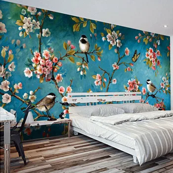 

Diantu custom Photo Wallpaper 3D Stereo Chinese Flowers Birds Mural Bedroom Living Room New Design Texture Wallpaper Floral 3D