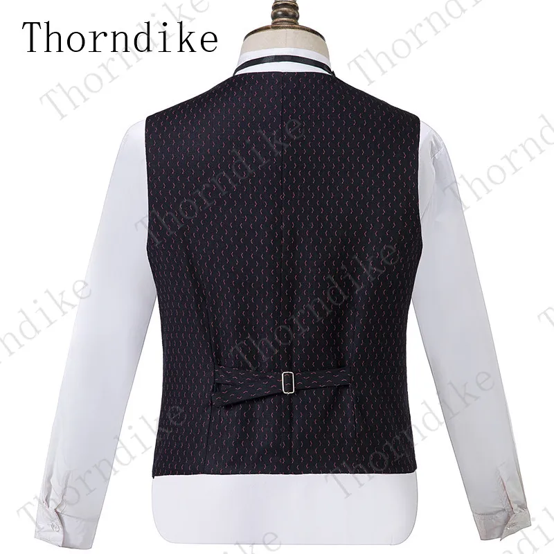 Thorndike шаль лацкан 3 шт. жаккардовый костюм для мужчин стиль черные свадебные костюмы для мужчин Выпускной мужские смокинги(куртка+ жилет+ брюки