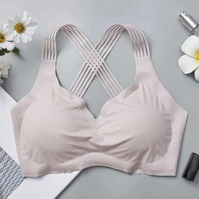 Newest Plus Size Underwears Seamless Sport Bra Elastic No Underwire No Restriction Cross Strap Women Bra Underwear