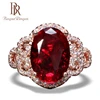 Bague Ringen Classic Rings For Women With Oval Shape Red Gemstones Rose Gold Color Charm Lady Fashion Jewelry Gift 1