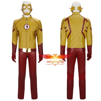 

Movie The Flash Season 3 Wally West Cosplay Costume Outfits for Men Adult Faux Leather Stickup Jacket Pants Carnival Halloween