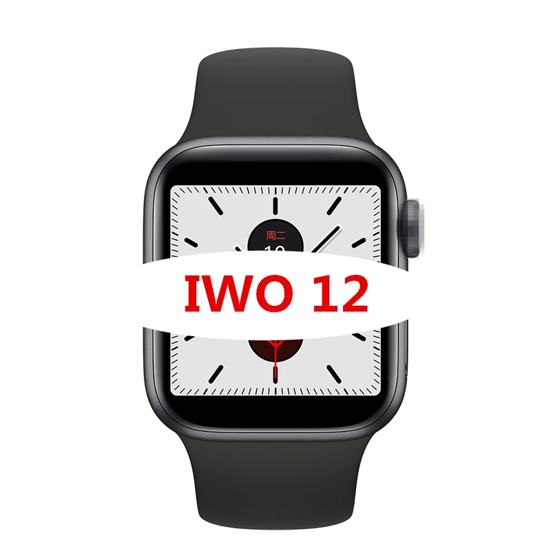 Для мужчин и женщин IWO 12 Smartwatch спортивные часы 5 сердечного ритма Смарт-часы Bluetooth подключение для Xiaomi Android samsung huawei apple - Цвет: Black