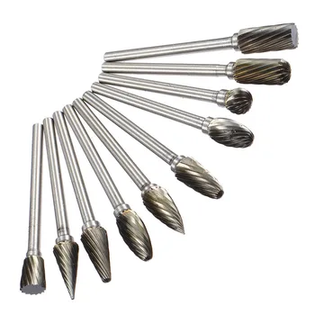 

10pcs 6mm Tungsten Steel Rotary File Grinding Burrs Rotary File Drill Bits Milling Cutters for Wood Carving Tool