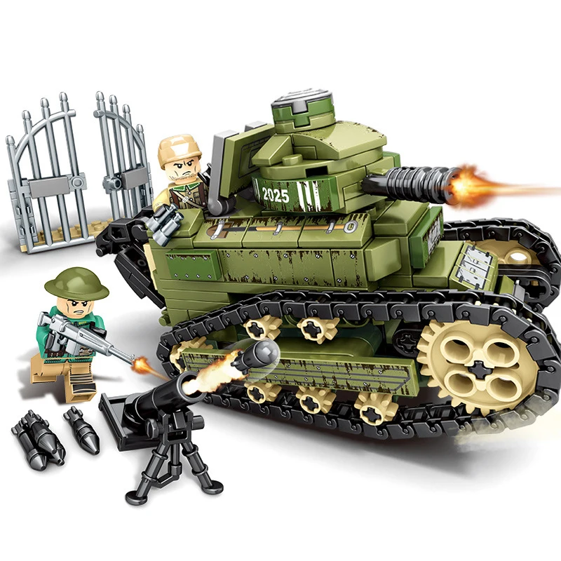

368pcs World War Army Military FT-17 Tracked Tank Model Building Blocks Bricks Legoness Children Educational Toys Birthday Gift