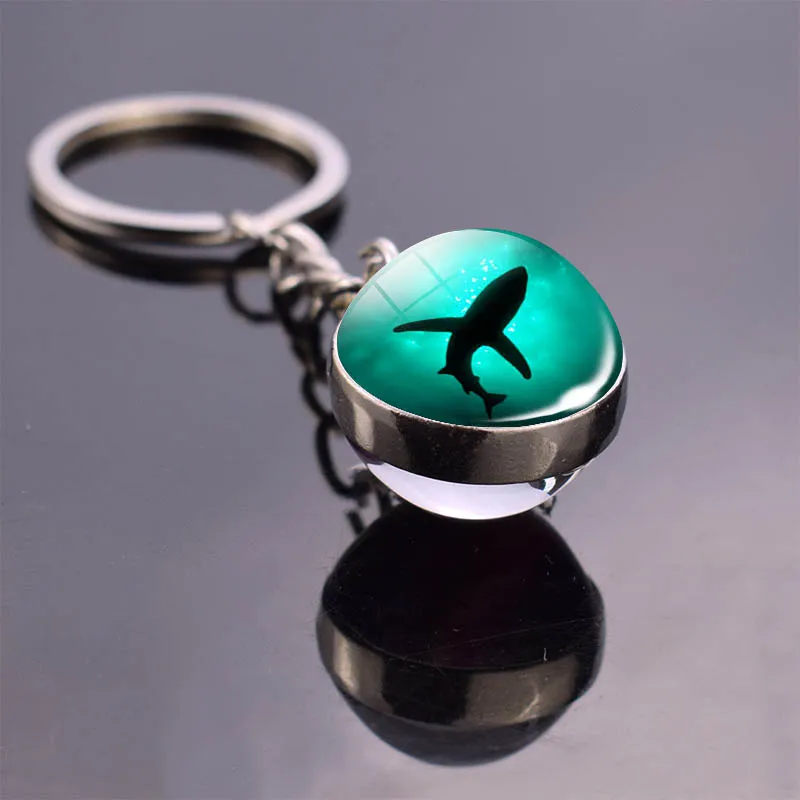 Sea Turtle Dolphin Seashells Glass Ball Keychain Glass Ball Cabochon Jewelry Keyring Ocean Souvenir Pendant Gifts Dropshipping