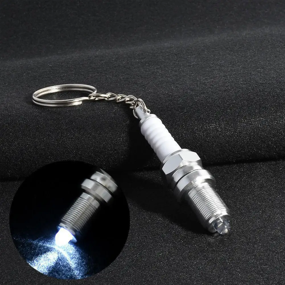 

Adeeing Sparking Plug Shape Key Ring with Lights Creative Car Keyring luminous keychain for cars Auto Accessories