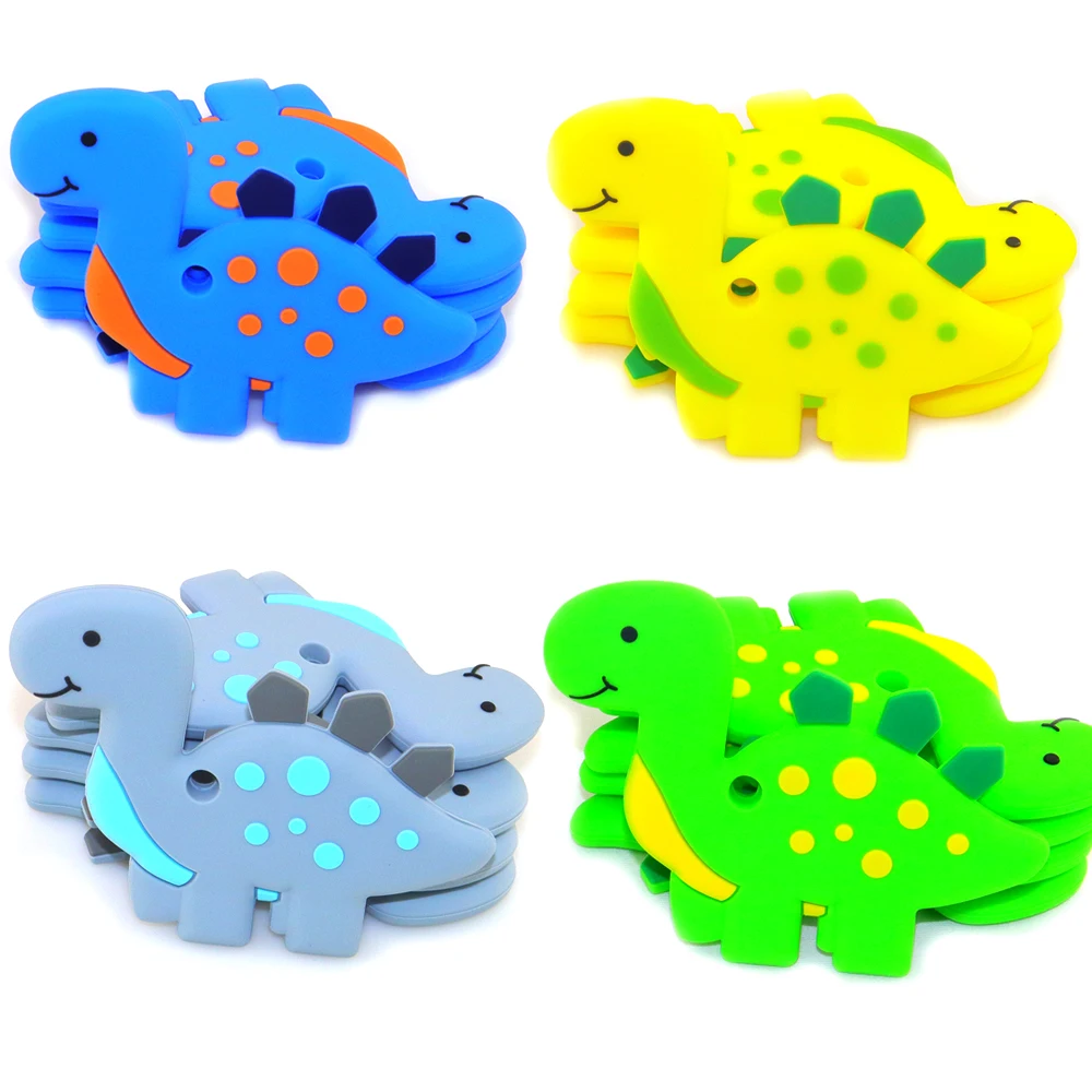 

Dinosaur Shape Teether Teething Pendants For Baby Chewable Toys BPA Free LAX Free For Mommy Handmaking DIY Silicone Teether