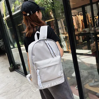 

Women Solid Backpack School Travel Bag Double Shoulder Bag Zipper Bag Women Canvas Backpack Teenage Girls Backpack #802
