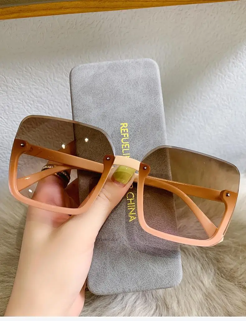 designer sunglasses YOOSKE 2022 Gradient Oversized Sunglasses Women Luxury Brand Designer Sun Glasses Big Frame Shades Eyewear UV400 Korean Style round sunglasses women