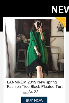 LANMREM Новая мода узор плиссированный минималистичный свободный принт комфорт круглый воротник короткий рукав досуг длина до колена AD066