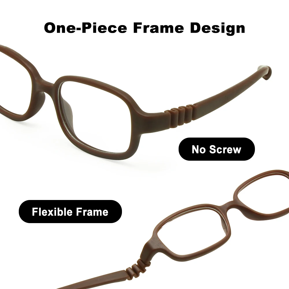 Flexible Kids Eyeglasses Frame Size 45/16 No Screw, TR90 Children Glasses, Unbreakable Safe Light Boys Girls Optical Glasses