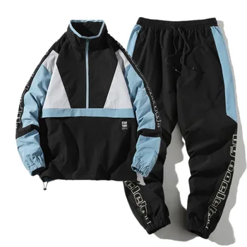 

Men's Tracksuit Streetwear Two-piece Set Sweat Suit Polyester Overalls Men's Jacket and Harem Pants 2020 Hip Hop Mens Clothing