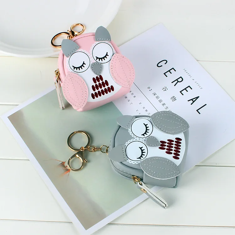 Children Cute Cartoon Owl PU Zipper Wallet Small Change Bag Key Pouch Coin Purse Clutch Key Holder Storage Bag Wallet
