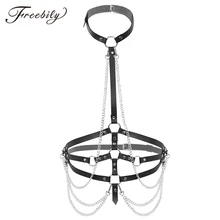 Мужской ремень из искусственной кожи с цепочкой в стиле панк из искусственной кожи, ремни для бюстгальтера, сексуальное нижнее белье, облегающий Готический бюстгальтер, подвязки