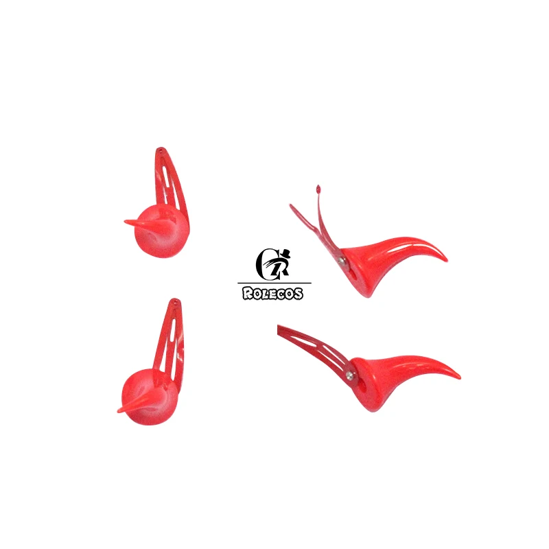 2 pair ROLECOS Хэллоуин Devil Horns заколка косплей девушки женщины красный заколка для волос вечерние Косплей клипса для уха заколки аксессуары для волос заколка - Цвет: 2 pair