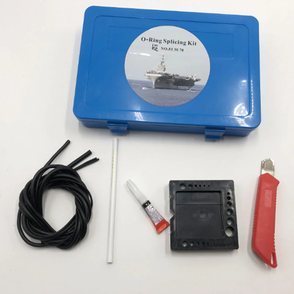 O-ring Splicing Kit For Inch & Metric Buna-N 70 O-ring Cord Mark Pen Knife Cutting Block Glue Square splicing jig In Case