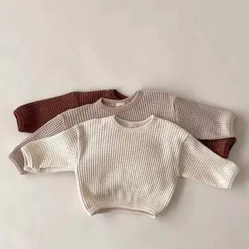 New Autumn Cotton Baby Long Sleeve T Shirts Kids Waffle Shirts 1