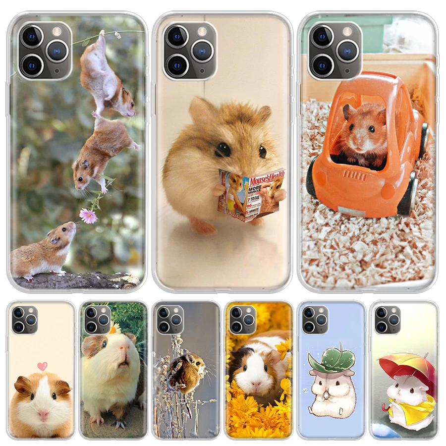 Cute Lovely Pet Hamster Phone Case For iPhone 13 12 11 Pro Max 6 X 8 6S 7 Plus XS XR Mini 5S SE 2020 7P 6P Pattern Cover Coque iphone 11 clear case