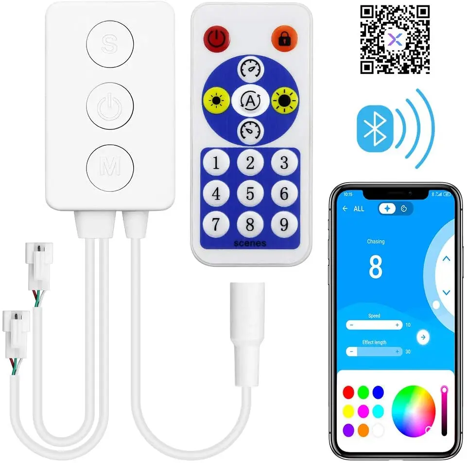 SP601E WS2812B WS2811 Music Controller Built In Mic Dual Signal Addressable Pixels LED RGB Strip Light IOS/Android App DC5V-24V | Лампы и