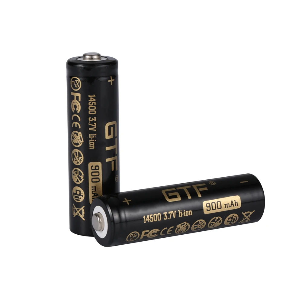 Rechargeable Lithium Batteries GTF 14500 3.7V 900mAh real capacity Li-Ion Rechargeable Battery For flashlight/remote control/toy