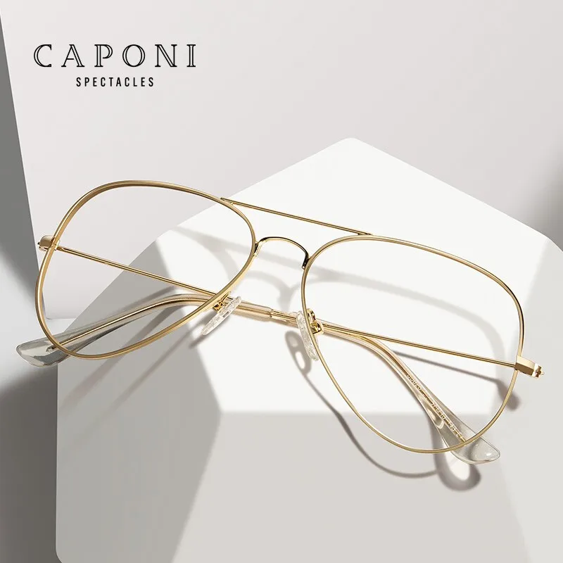 CAPONI Anti Blue Glasses Frame Fashion Avation Girl's Eyeglasses Blue Light Blocking Clear Computer Glasses For Women JF3025