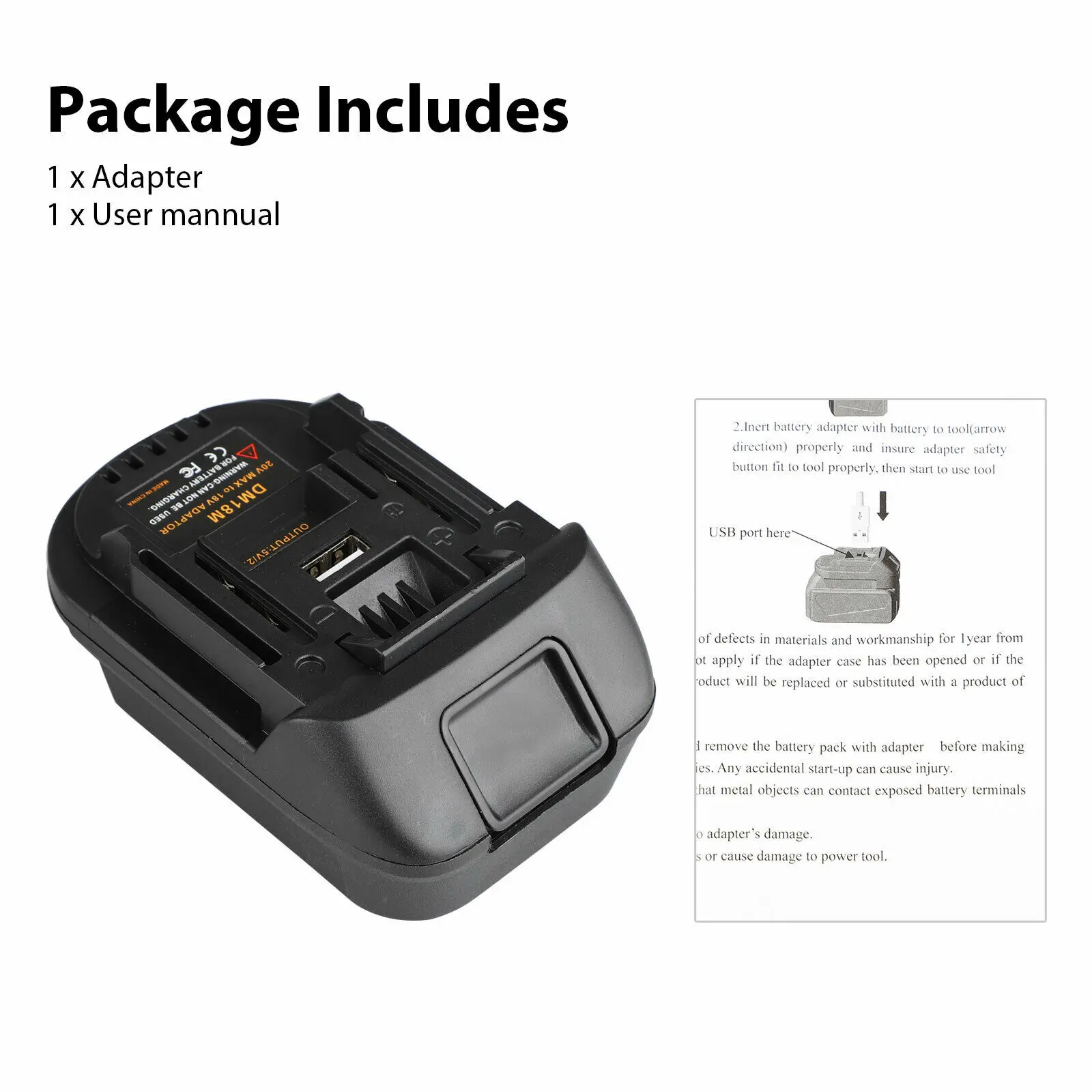 DM18M батарея конвертер адаптер USB зарядное устройство для Milwakee 18 в M18 для Dewalt 20 в для Makita 18 в bl1830 Литий-ионный аккумулятор