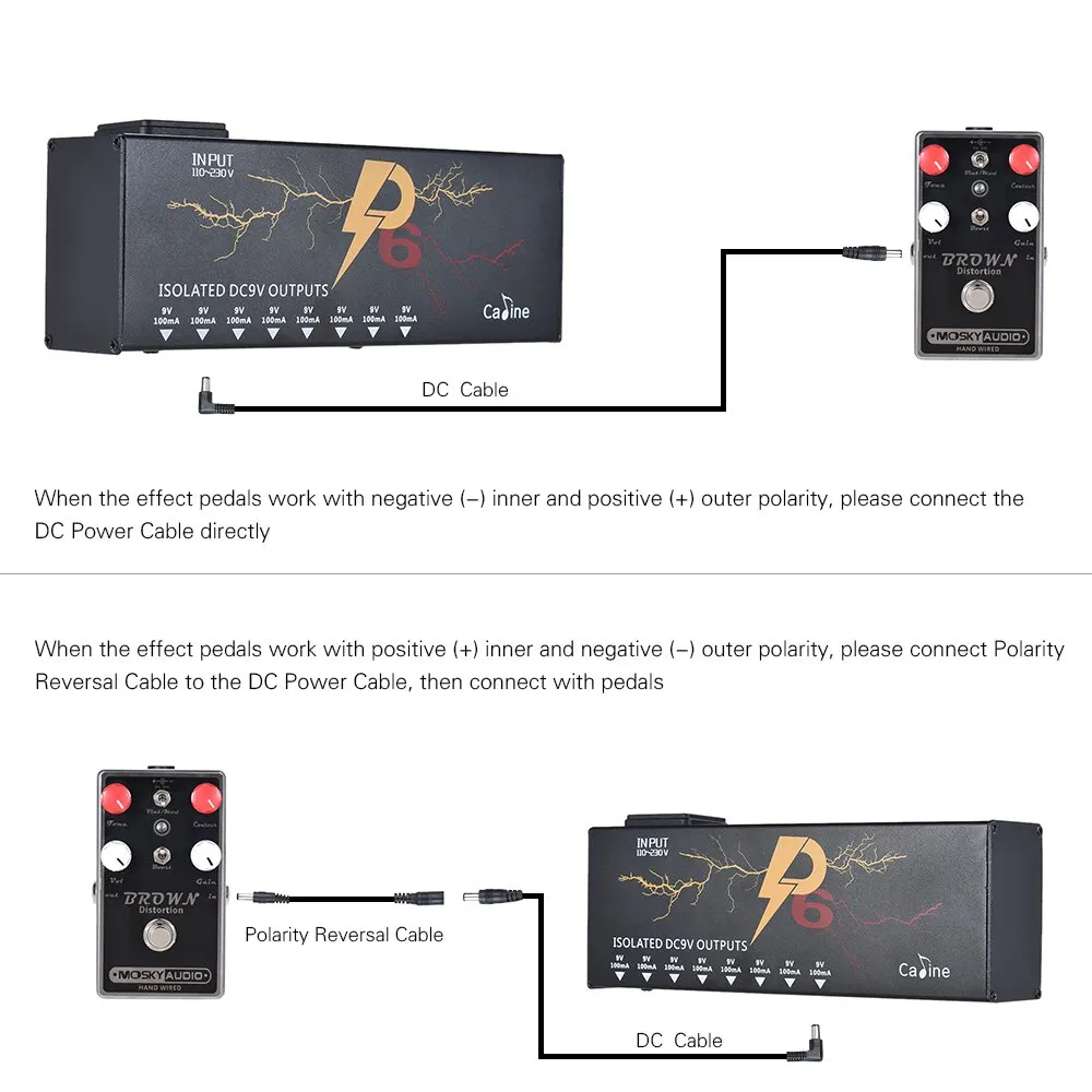 Горячая Caline P6 8 изолированный DC 9V выход Электропитание для гитары с защитой от короткого замыкания