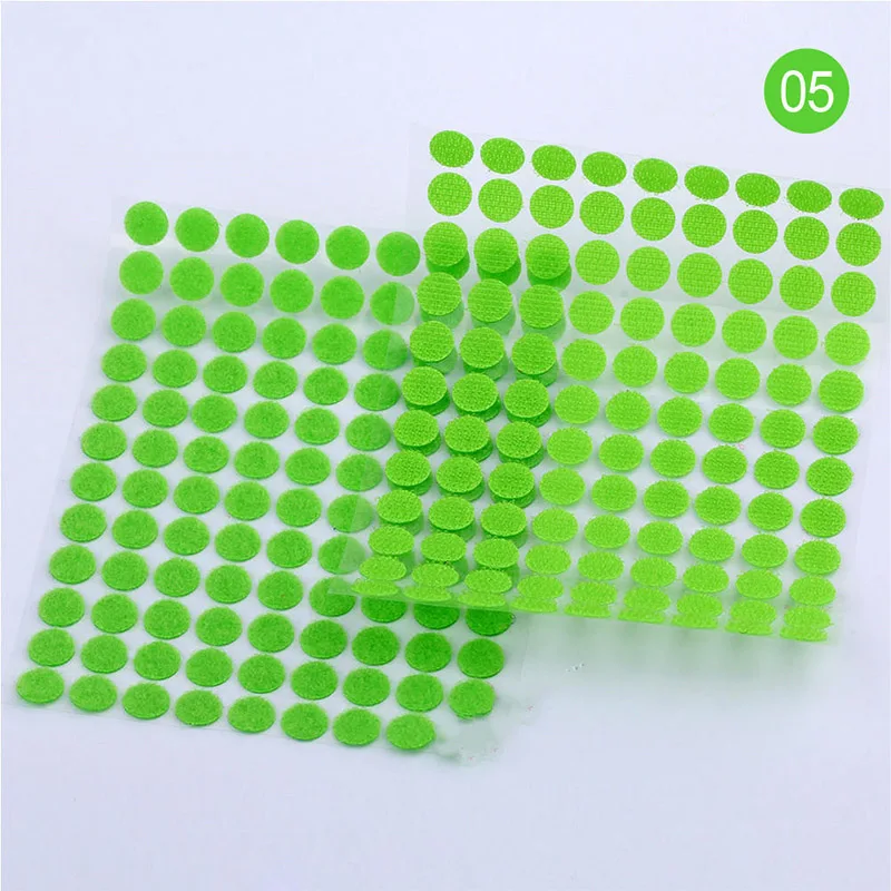 10mm 100pairs green 100 Пара клейкая самоклеящаяся крепежная лента крючки и петли волшебная лента наклейки в горошек нейлоновая белая черная круглая липучка - Цвет: 10mm 100pairs green