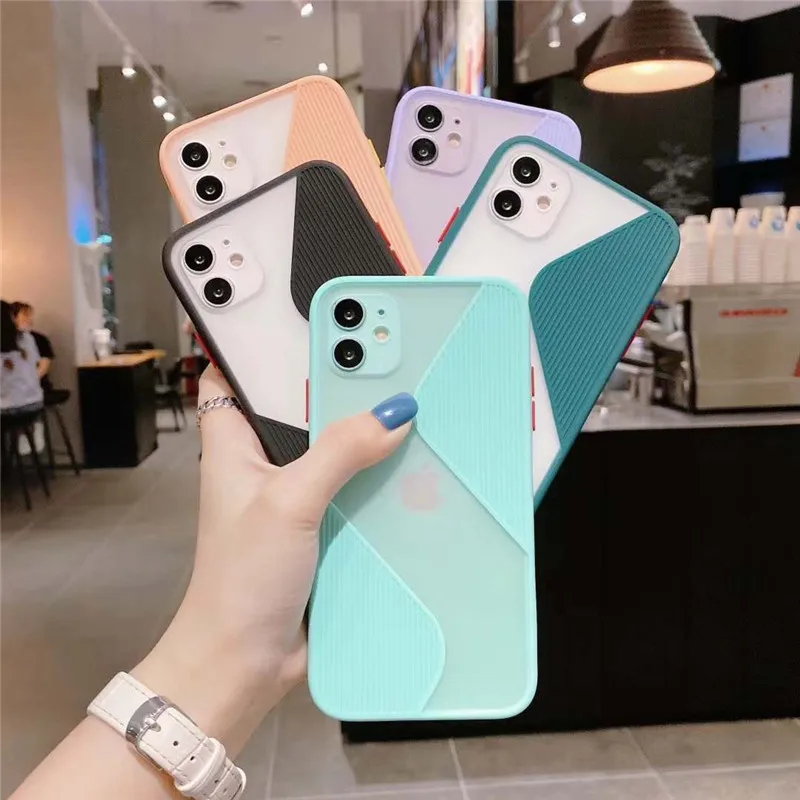 Contrast Candy Color Shockproof Phone Case For iPhone SE 2020 11 11 Pro X XR XS Max 8 7 6 6S Plus Matte Transparent TPU+PC Cover Contrast Candy Color Shockproof Phone Case For iPhone SE 2020 11 11 Pro X XR XS Max 8 7 6 6S Plus Matte Transparent TPU+PC Cover
