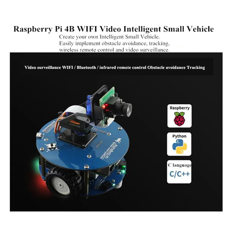 Raspberry Pi 4B wifi видео интеллектуальное маленькое транспортное средство комбо и DIY Асса комплект