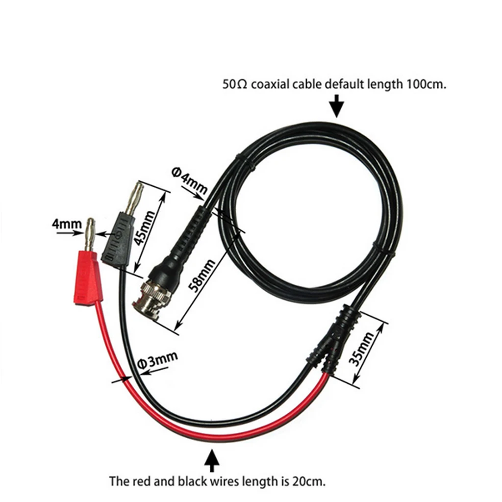 BNC Male to Dual 4mm Banana Plug With Socket Oscilloscope Test Lead Cable 3.5ft (BNC Male to Dual Banana Plug)