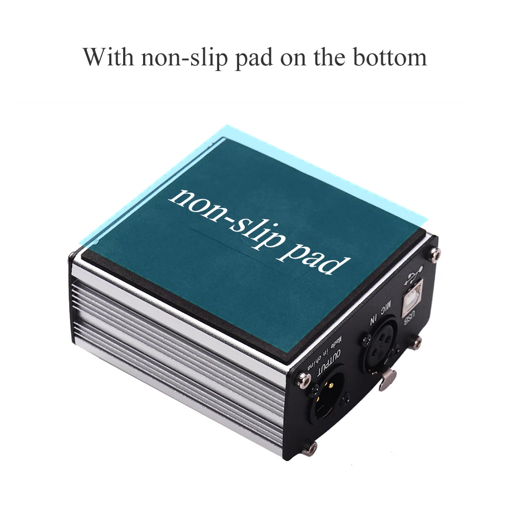 

48V Phantom Power Supply Box for Condenser Microphone Studio Music Recording USB-Powered Operation