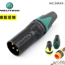 NEUTRIK три ядра XLR баланс cannon штекер NC3MXX-B Черный позолоченный с цветным хвостовым рукавом