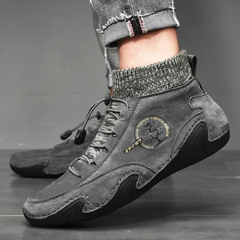 

Vintage Men Boots Suede Leather Ankle Boots Men Warm Fur Winter Snow Boots Casual Shoes Sneakers Winter Warm Men Snow Boots