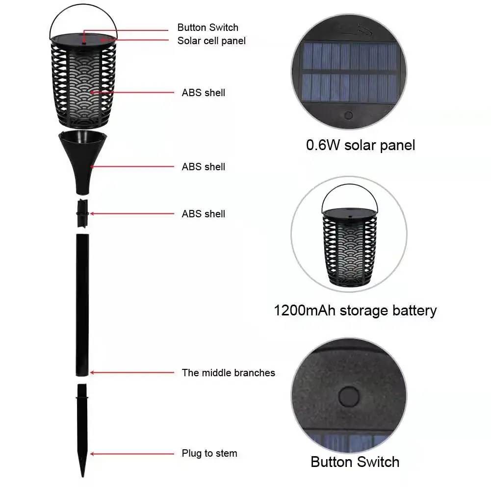 Solar Flame Light Dance Flame Design Outdoor Waterproof Garden Torch Lamp for Courtyard Garden Balcony landscape light Solar Flame Light Dance Flame Design Outdoor Waterproof Garden Torch Lamp for Courtyard Garden Balcony landscape light