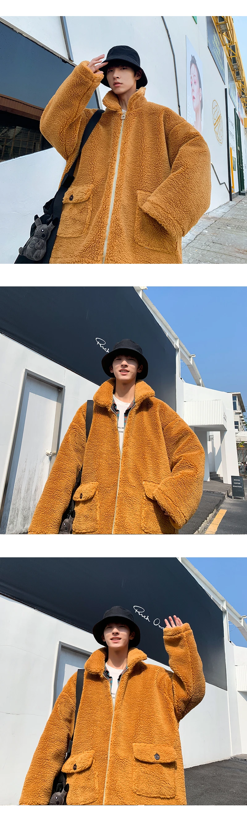 Winter Lamb Fur Jacket Men's Warm Thick Parka Men Fashion Solid Color Casual Coat Man Loose Cotton Jacket Male Clothes Overcoat