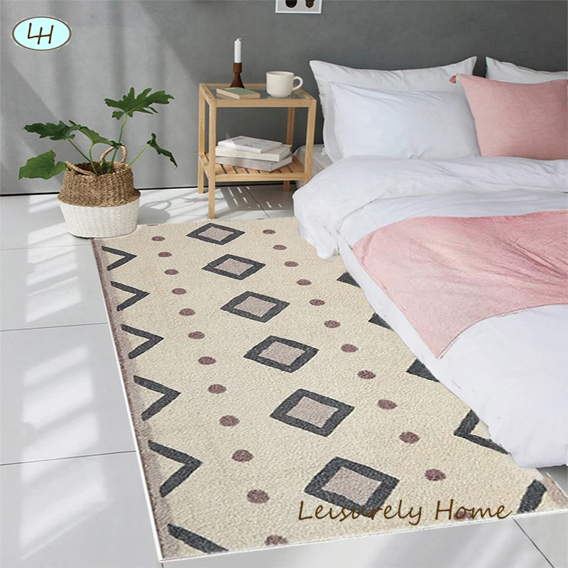 Геометрический узор ягненка бархат скандинавский прикроватный коврик спальня гостиная декоративная комната