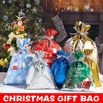 

Christmas Candy Bags Christmas Drawstring Gift Bags Christmas Goody Bags with Bow-Tie Christmas Holiday Treats Bags UD88