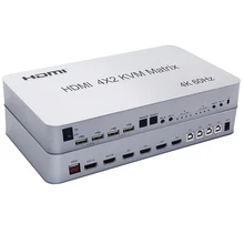 4 portas usb hdmi kvm matrix 4x2 duplo monitor 4k @ 60hz hdr switch divisor 4 em 2 para fora hdmi 2.0 switcher apoio teclado mouse