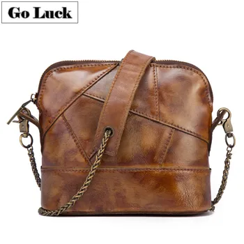 

GO-LUCK Brand Genuine Leather Mini Shell Women Crossbody Shoulder Bag Women's Messenger Bags Tote For Cell Phone Wallet Camera
