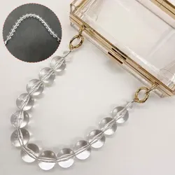 Women Transparent Translucent Acrylic Chain Simplicity Bead Chain Beautiful Handbag Decorative Transparent Bag Accessories