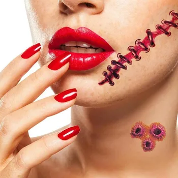 

10 Pcs/set Temporary Tattoo Stickers Waterproof Terror Realistic Injuries Scars Wounds Body Makeup Tattoo Sticker For Halloween