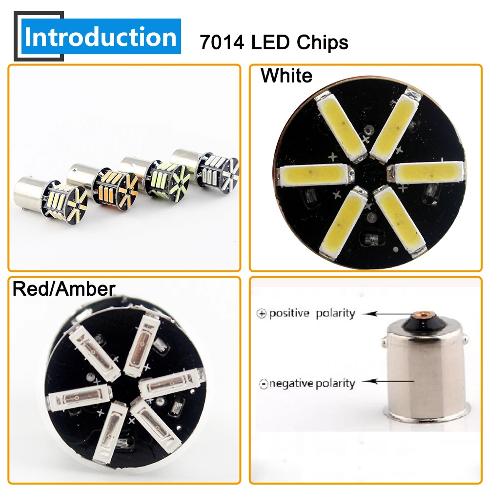 2X P21w 1156 BA15S 7014 21 SMD СВЕТОДИОДНЫЙ P21/5W 1157 BAY15D 840Lm белая автомобильная лампа заднего