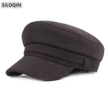 Snapback Кепка SILOQIN мужская плоская кепка s Простые Модные женские армейские военные шапки Новая Винтажная трендовая хлопковая льняная Кепка темно-синяя шляпа