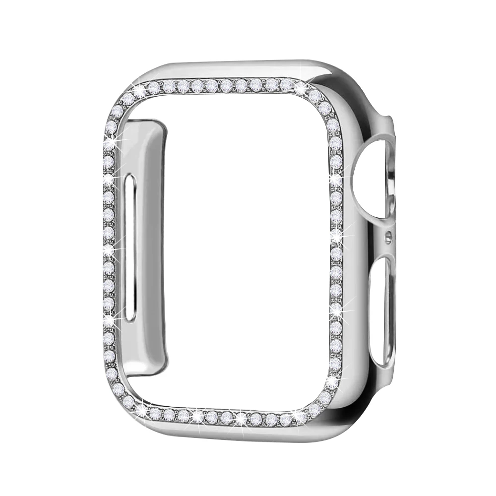 Алмазный чехол для Apple watch band 5 4 3 2 1 чехол 44 мм 40 мм 42 мм 38 мм iwatch band Кристальный защитный бампер - Цвет: Silver