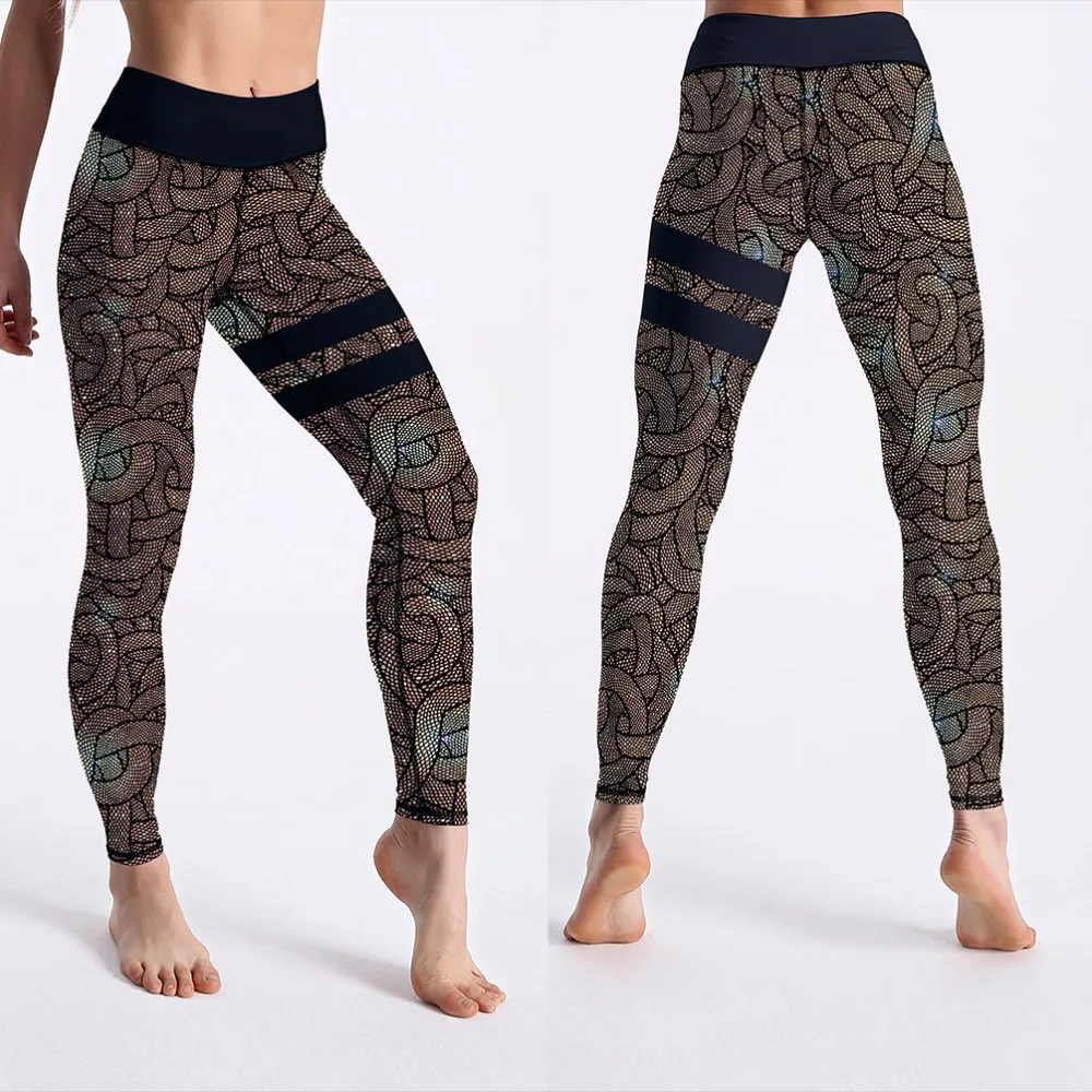 Spandex High Waist Women Digital Printed Fitness Leggings Push Up Sport GYM Leggings 