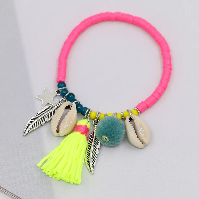 Boho Armband frauen Mode Handgemachten Schmuck Bunte Ton Perlen Quaste Shell Armbänder Weibliche Mädchen Geschenke